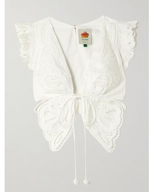 FARM Rio Butterfly Broderie Anglaise Cotton Blouse - White