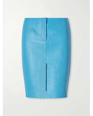 TOVE Reeva Textured-Leather Knee-Length Skirt - Blue