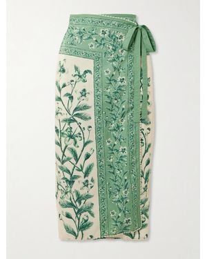 Agua Bendita Luna Ceiba Pareo Aus Baumwolle Mit Blumenprint - Grün