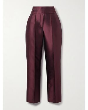 Christopher John Rogers Hose Mit Geradem Bein Aus Twill Aus Einer Seiden-Wollmischung Mit Falten - Rot