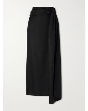 Heirlome Helena Silk-Twill Midi Skirt - Black