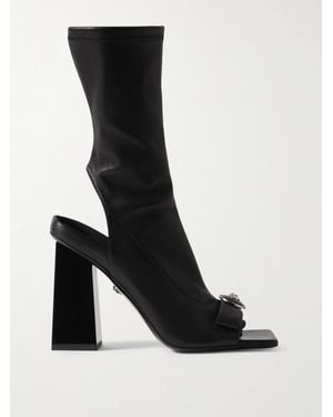 Versace Gianni Ribbon Ankle Boots Aus Leder Mit Verzierung - Schwarz