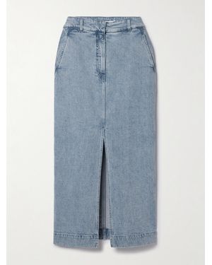 Another Tomorrow Net Sustain Organic Denim Midi Skirt - Blue