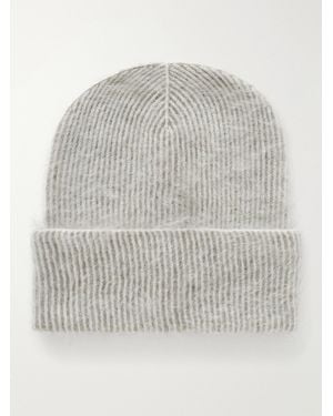 Brunello Cucinelli Brushed Ribbed Mohair-Blend Beanie - Gray