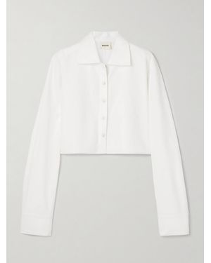 KHAITE Jasen Cropped Oxford Shirt - White
