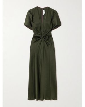 Victoria Beckham Bella Midikleid Aus Satin Mit Raffungen - Grün