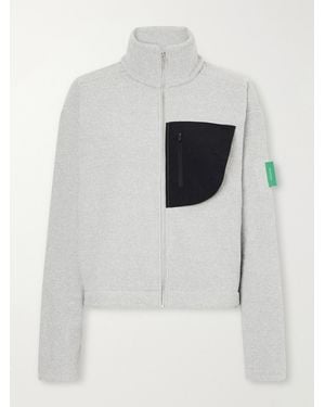 District Vision Cropped Logo-Appliquéd Shell-Trimmed Recycled Fleece Jacket - White