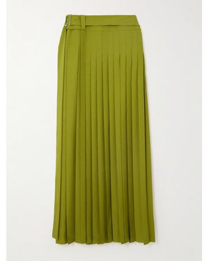 Erdem Pleated Twill Maxi Skirt - Green
