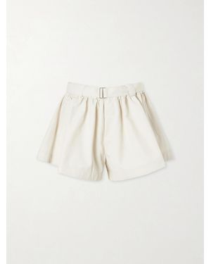 Sea Angelina Belted Pleated Woven Shorts - Natural
