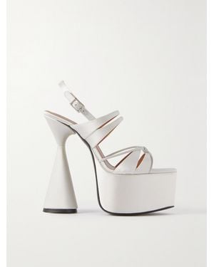 D'Accori Belle Leather And Satin Platform Sandals - White