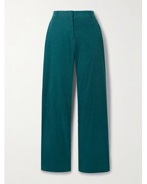 La Ligne Alain Cotton-Corduroy Wide-Leg Trousers - Green