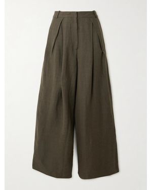 Faithfull the Brand Astrid Pleated Woven Wide-Leg Pants - Green