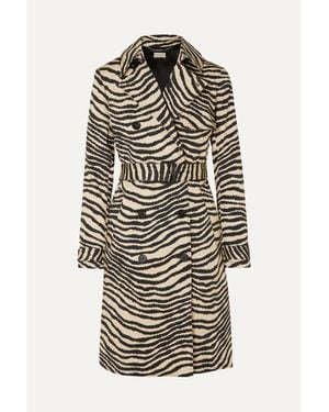 By Malene Birger Rainie Zebra-Print Belted Cotton-Gabardine Trench Coat - White