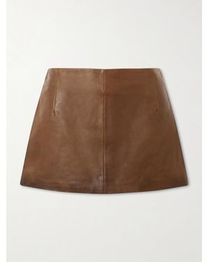 Nour Hammour Avery Leather Mini Skirt - Brown
