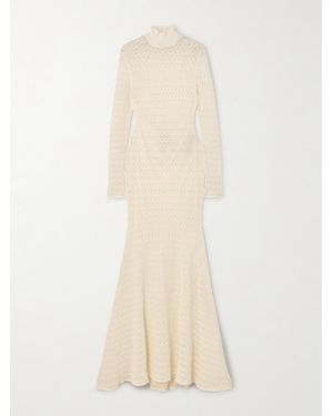 Tom Ford Crocheted Turtleneck Gown - White