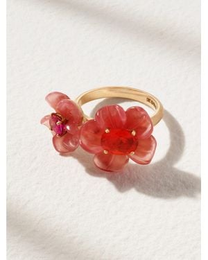 Irene Neuwirth Tropical Flower Duet 18-Karat Rose Multi-Stone Ring - Red