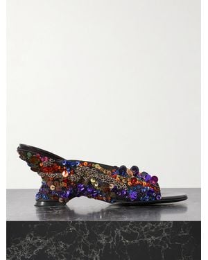 Dries Van Noten Embellished Satin Mules - Multicolour