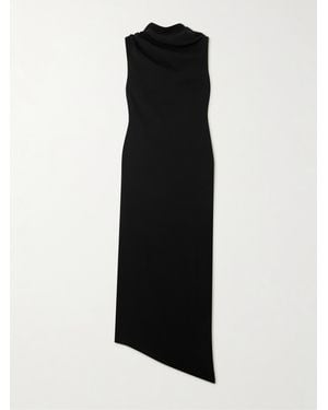 The Row Nassau Draped Silk-Crepe Maxi Dress - Black
