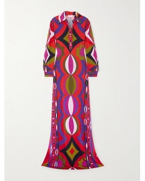 PUCCI Printed Satin Maxi Dress - Red
