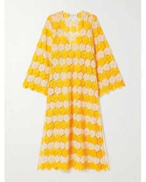 Miguelina Arelis Cotton Guipure Lace Kaftan - Yellow