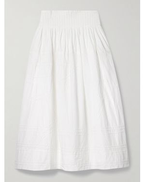 Sea Camden Pleated Cotton-Poplin Midi Skirt - White