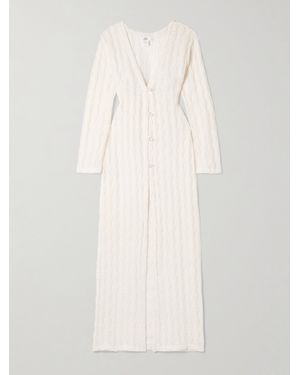 SARA CRISTINA Pearl-Embellished Crocheted Cotton-Blend Coverup - Natural