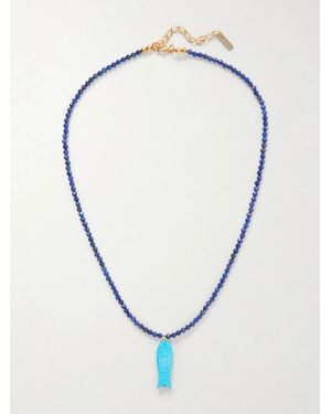 Jennifer Behr Elva Bead-Embellished Pendant Necklace - Blue