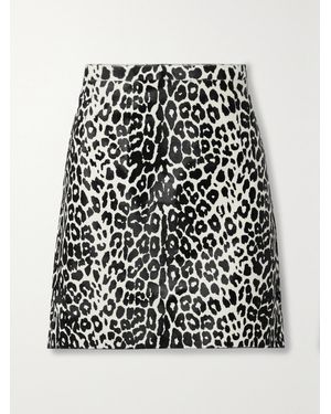 Michael Kors Leopard-print Calf Hair Mini Skirt - Black
