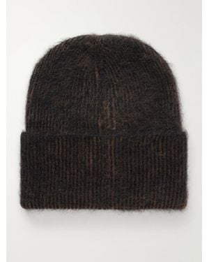 Brunello Cucinelli Brushed Ribbed Mohair-Blend Beanie - Black