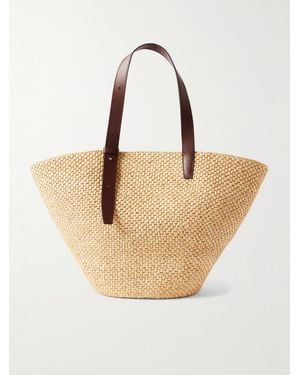 LIE STUDIO The Bianca Große Tote Aus Raffiabast Mit Lederbesätzen - Natur