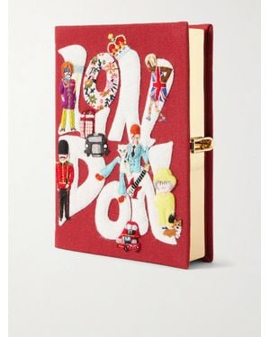 Olympia Le-Tan London Appliquéd Embroidered Canvas Clutch