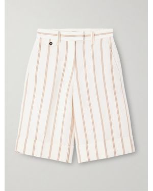 Brunello Cucinelli Pinstriped Linen And Cotton-Blend Shorts - Natural
