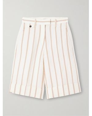 ショートパンツ BRUNELLO CUCINELLI Brunello Cucinelli Striped Knit Bermuda Striped cotton and silk Bermuda shorts in white - Brunello