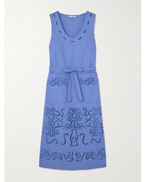 Vita Kin Katya Belted Scalloped Broderie Anglaise Cotton Midi Dress - Blue