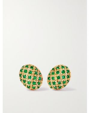 Fred Leighton Cartier Paris 18-Karat Emerald Clip Earrings - Grün