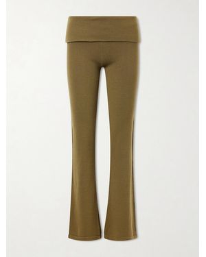 The Elder Statesman Flared Cashmere Trousers - Green