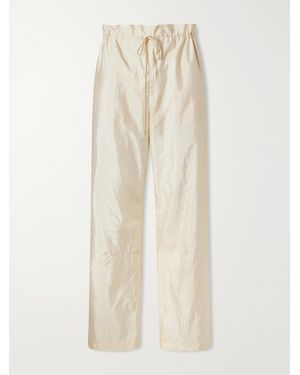 Aflalo Morocco Cotton And Silk-Blend Habotai Wide-Leg Trousers - Natural