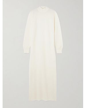 Brunello Cucinelli Ribbed Alpaca And Cotton-Blend Midi Dress - White
