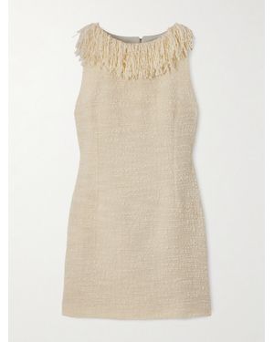LIBEROWE Soho Fringed Wool-Blend Bouclé-Tweed Mini Dress - Natural