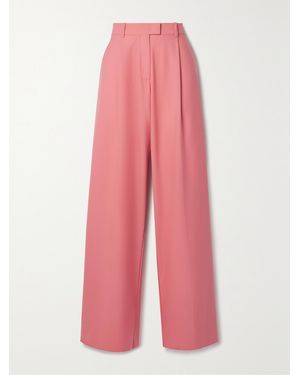 Another Tomorrow Net Sustain Pleated Wool Wide-Leg Trousers - Pink
