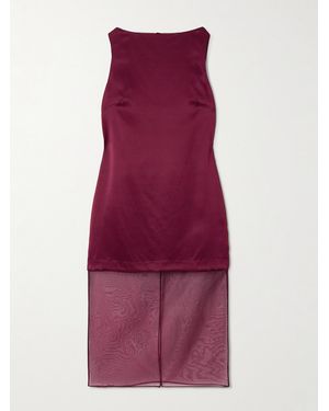 Esse Studios Rio Cowl Organza-Trimmed Silk-Satin Midi Dress - Purple