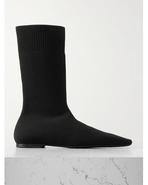 TOTEME Stretch-Knit Ankle Boots - Black
