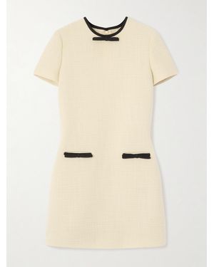 Valentino Garavani Bow-Embellished Wool-Blend Tweed Mini Dress - Natural
