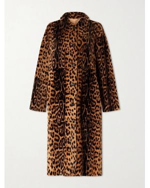 Nili Lotan Davelle Leopard-Print Shearling Coat - Brown