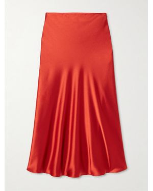 Galvan London Valletta Draped Satin Midi Skirt - Red