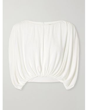 Abadia Draped Stretch-Jersey Blouse - White