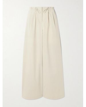 St. Agni Gathered Cotton-Blend Wide-Leg Trousers - Natural