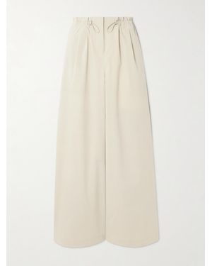 St. Agni Gathered Cotton-Blend Wide-Leg Trousers - Natural
