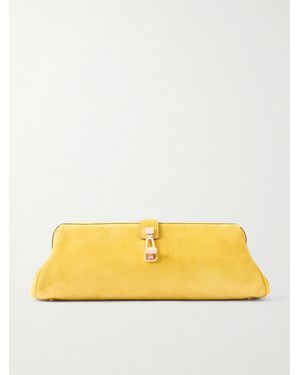 Gabriela Hearst Paola Embellished Suede Clutch - Yellow
