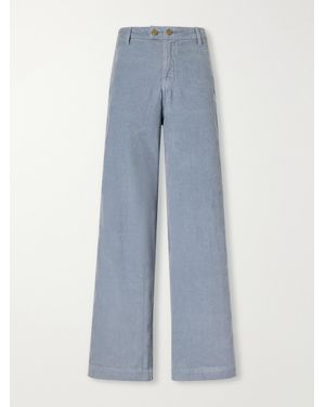 B Sides Cotton-Blend Corduroy Wide-Leg Trousers - Blue